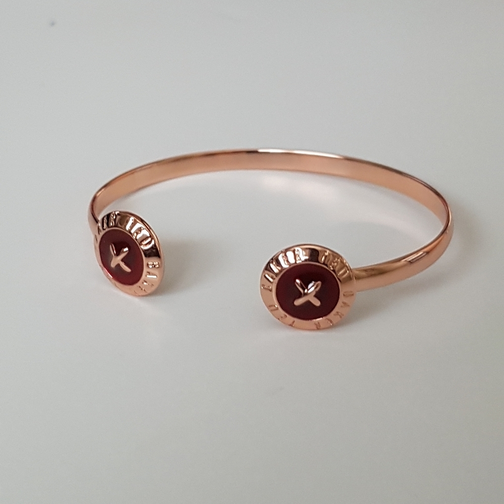 Ted Baker Eida ROSE GOLD Finish BURGUNDY Enamel Cuff